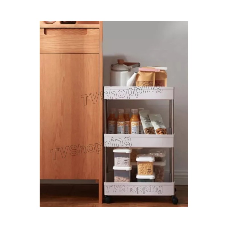 TvShopping Carrito Delgado Organizador Multiuso De Plastico 3 Niveles