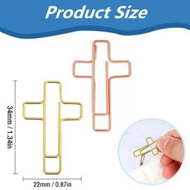 MANJIAMEI 50 Pcs Cross Paper Clips, 34mm Christian Paperclips Metal Bible Paper Clamps Small Bookmark Journaling Memo Clips Page Marker Paperwork Document Organizing for Office Home Daily Use