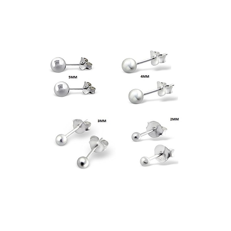 Ball Stud Earrings - Pack of 4 x Plain Pairs