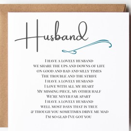 Husband Valentine's Day card Husband Valentine Husband Anniversary Card with nice words Husband Birthday Card Birthday Cute Card for Him Romantic Birthday Card for Husband 15x15cm