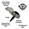 Glass Cabinet Panel Retainer Clips with Screws 25 Clips (Choose