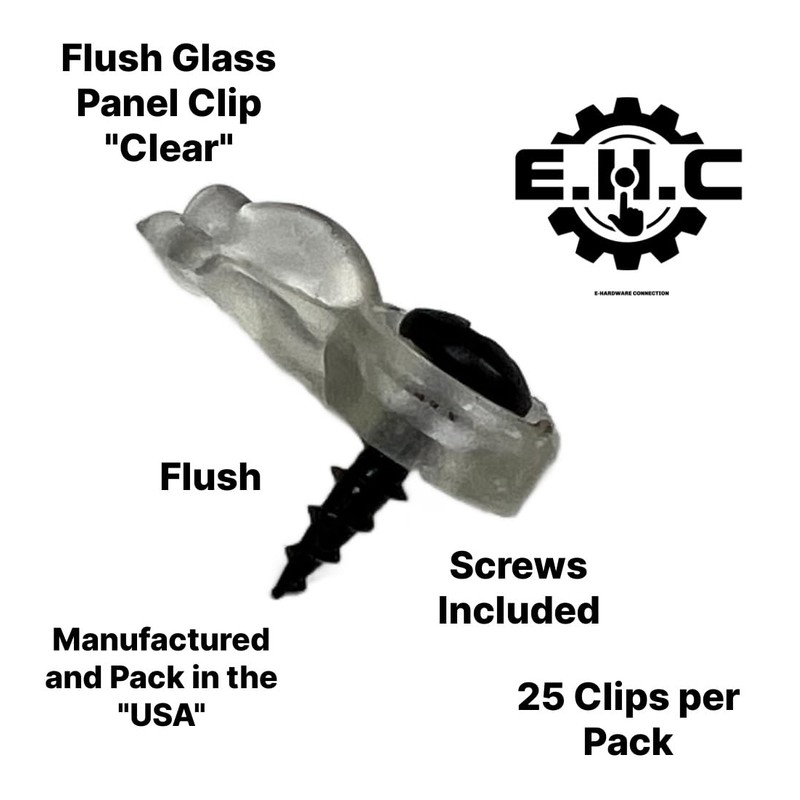 Glass Cabinet Panel Retainer Clips with Screws 25 Clips (Choose