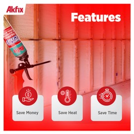 Akfix Thermcoat Fire Rated Spray Foam Insulation 40 sq ft (2x27.1 oz) - Closed Cell Expanding Wide Sealant Thermal & Acoustic Insulation for Walls and Attic - Gun & Cleaner NOT Included, 2 Pack