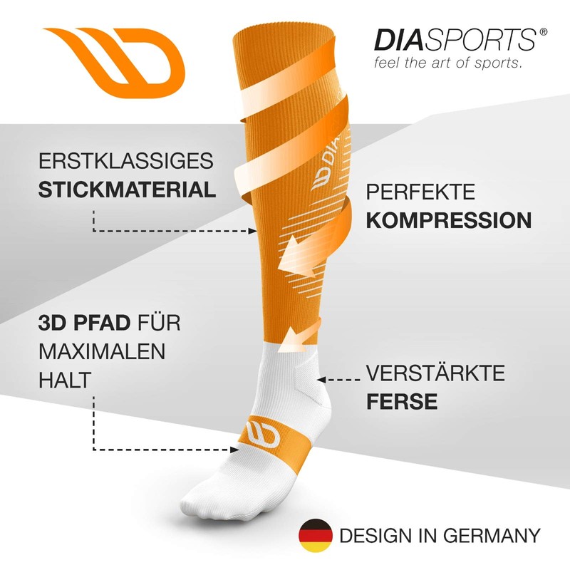 Diasports Runstars Compression Socks for Marathon & Triathlon, High-Quality Compression