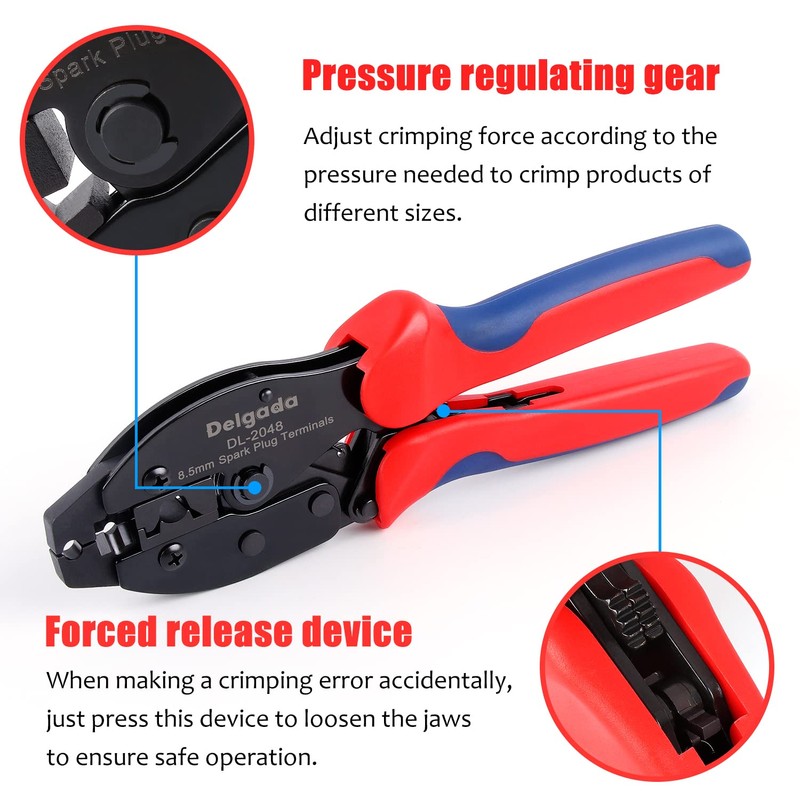 Delgada Spark Plug Wire Crimper Pliers, Ratchet Spark Plug Crimping