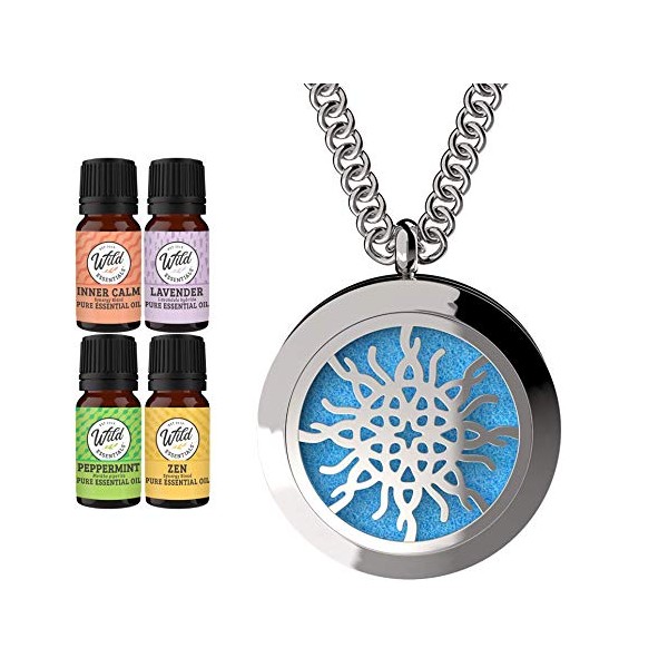 mEssentials Love Knot Essential Oil Diffuser Necklace Gift Set - Includes Aromatherapy Pendant, 24" Stainless Steel Chain, Refill Pads and 100% Pure Oils (Lavender, Peppermint, Inner Calm and Zen)