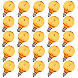 NIOSTA 25 Pack G40 LED Christmas Replacement Bulbs, Clear Orange Globe Light Bulbs for Outdoor String Lights, E12/C7 Candelabra Base, 0.7W LED Filament and Clear Shatterproof Plastic Material