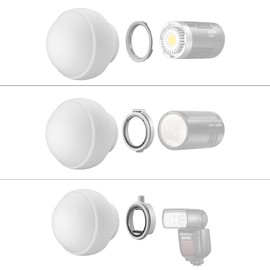 Godox ML-CD15 Diffusion Dome Kit with 3 Adapters, Flash Diffusion Light, Compatible with Godox V1 Series & ML30 ML60 & AD200 AD200PRO & Other Godox Mount Lights