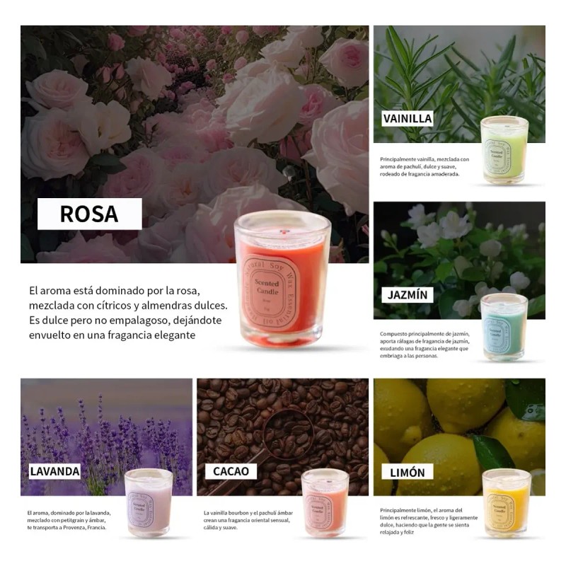 6pcs Velas Aromaticas De Soya Para Decorativas Con Caja