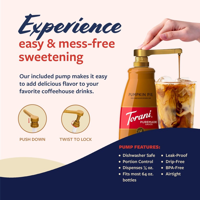 Torani Puremade Pumpkin Pie Sauce for Coffeehouse Drinks and Desserts,