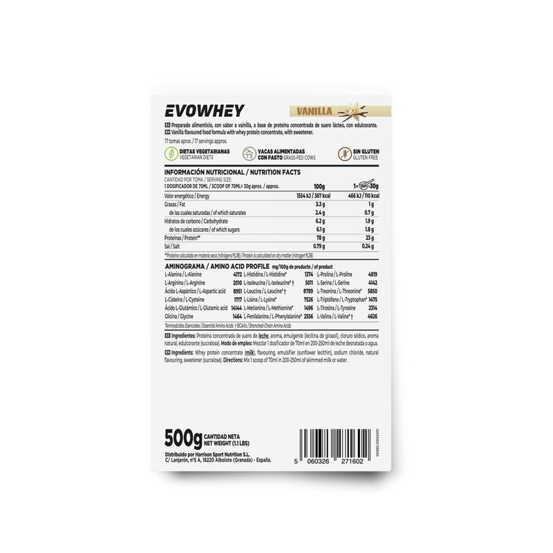 HSN Sports Evowhey Concentrated Whey Protein Vanilla 500 g Black