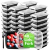 24oz Meal Prep Containers with Lids and Forks 48 Set