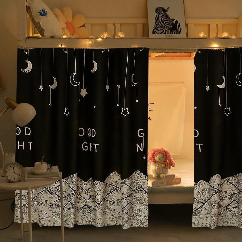 ITODA Bottom Bunk Bed Curtains Blackout Bed Drapes Single Bed