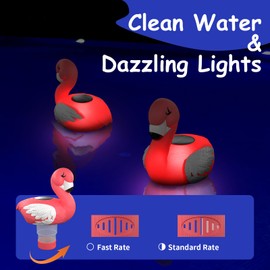 Doliwish Flamingo Pool Chlorine Floater 3 Inch Solar Powered Night Glow&Pool Decoration Floating Chlorine Dispenser for Pool,Wedding,Party,Hot Tub,SPA(Chlorine Tablet Not Included)