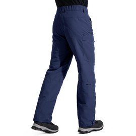 FREE SOLDIER Men's Waterproof Snow Insulated Pants Winter Skiing Snowboarding Pants with Zipper Pockets (Navy Blue Large(38-40)/32L)
