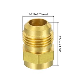 PATIKIL 1/2 SAE Male Thread Brass Flare Tube Fitting, 2 Pack Pipe Adapter Connector for Plumbing HVAC Air Conditioner