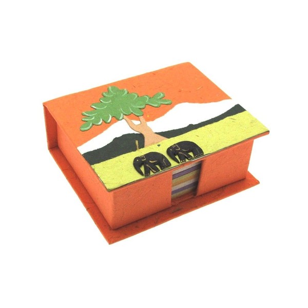 Elephant Dung Note Holder, 100 Sheets of Coloured Recycled Paper,