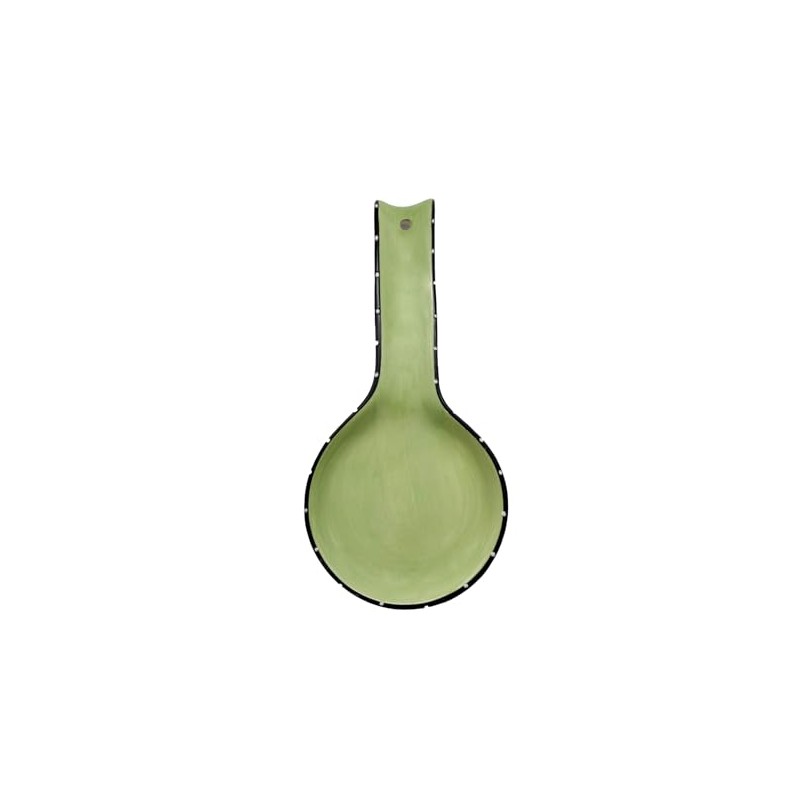 ACK Tuscany Ruffle Pistachio Green Hand Painted Ceramic Spoon Rest,