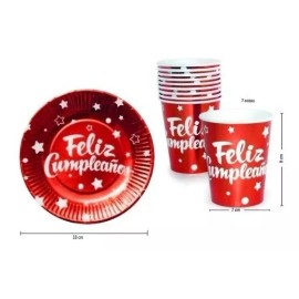 LH Kits 10pzs Platos Y 10pzs Vasos Desechables Para Cumpleaños