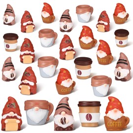 DoubleFill 60 Pcs Mini Resin Gnomes Tiny Gnomes Statues Miniature Figurines for Landscape Outdoor Patio Yard Lawn Indoor Plant Pots Fairy Decor (Coffee Cup)