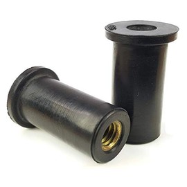Rubber Well Nuts Brass Insert Expansion Nut SAE Inch Sizes 1/4-20 x 0.831 (0.031-0.187 Grip) 0.500 inch Hole Qty 25