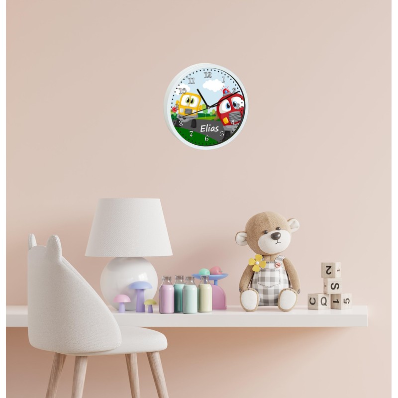 CreaDesign WU-30-1094 Car Wall Clock for Children's Room, Silent Clockwork