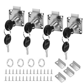 VFANDV Pack of 4 Furniture Lock, 22 mm Security Cabinet Lock with Key Locker Lock Drawer Lock Screw-On Lock Drawer Lock for Mailbox Drawer Household Office