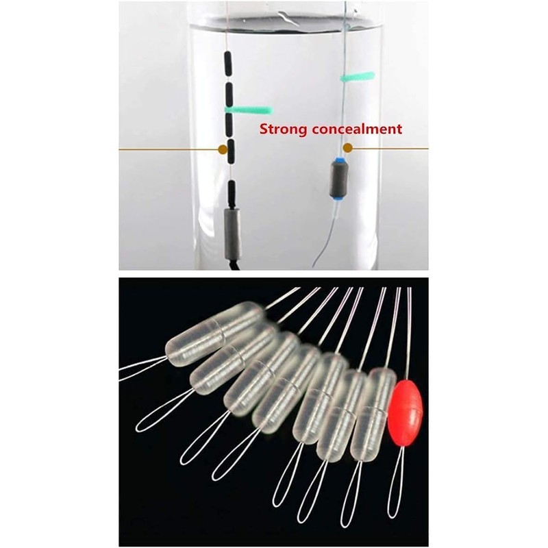 Milepetus 200Pcs Fishing Bobber Stopper,7 in 1 Soft Silicone Transparent