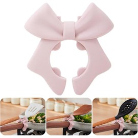 Soporte para espátulas en forma de lazo de silicona, soporte para cucharas antiarañazos, para ollas, bordes, tapón de derrames, mango antideslizante para ollas, clip de silicona