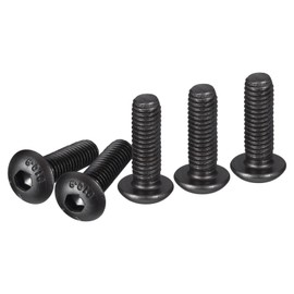 DTGN 20pcs M5-0.8x16mm Button Head Socket Cap Bolts for Machinery Carbon Steel Black Oxide Hex Drive Full Thread Fasteners