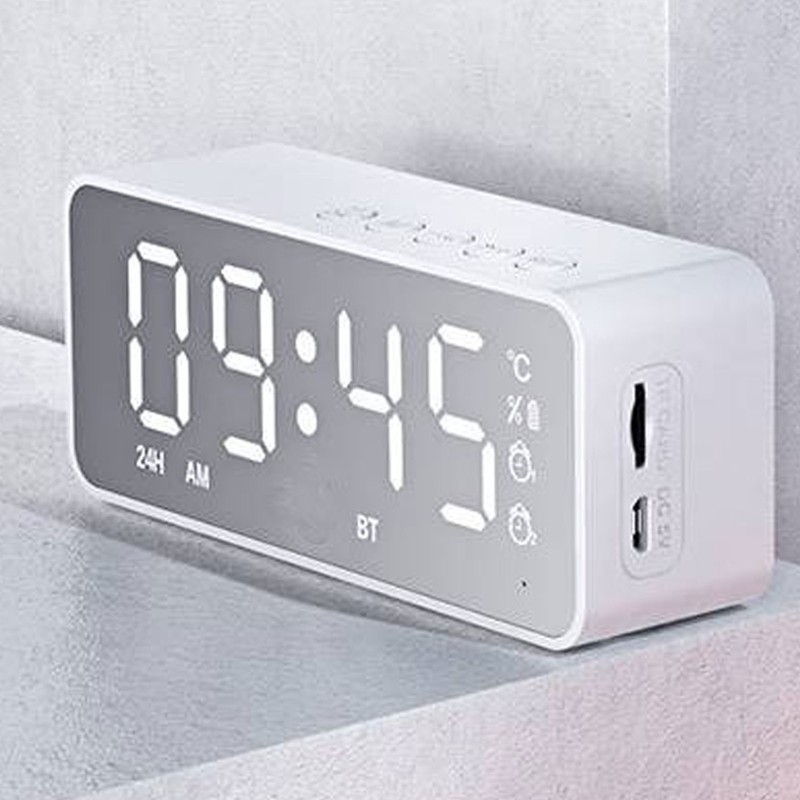 Bluetooth Speaker Alarm Clock Multifunction Electric Alarm Clocks Mirror Surface