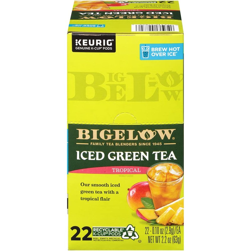 Bigelow Tropical Iced Green Tea K Cups, 22 Count Box