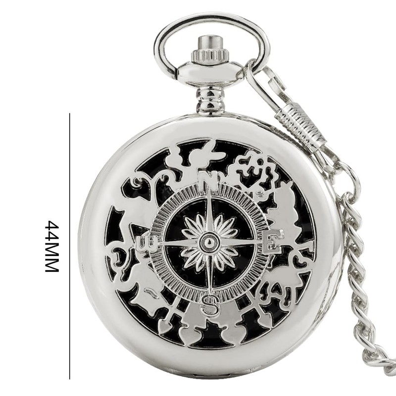 Outdoor Compass with Metal Chains, Retro Compass with Luminous Numerals,