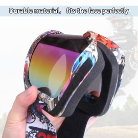 LMAVAG ATV Dirt Bike Goggles Motorcycle Motocorss Riding Racing Glasses MX Offroad Bike Goggles UV400 Anti-Scratch Dustproof for Men Women Youth（Graffiti ）