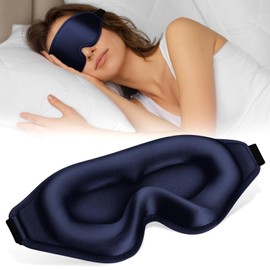 Sleep Mask | 99% Fully Block Out Light Eye Sleep Mask | Long Lash Extension | 3D Deep Contoured Eyes Cover Zero Pressure | Adjustable Straps | Sleep Travel Home Nap Rest Women Men (Dark Blue)