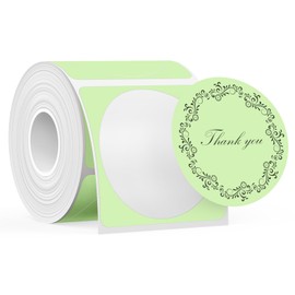 SUPVAN T50M Series Label Maker Tape, Round Size Φ 2'' 140 Labels/Roll Genuine Laminated Thermal Label Tape Refill, Waterproof Oilproof Highly Adhesive Auto Detect Labels, Black on Green