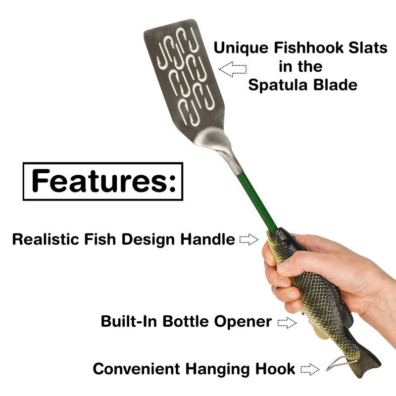 Gibson Fish BBQ Spatula, Includes Bottle Opener and Convenient Hanging