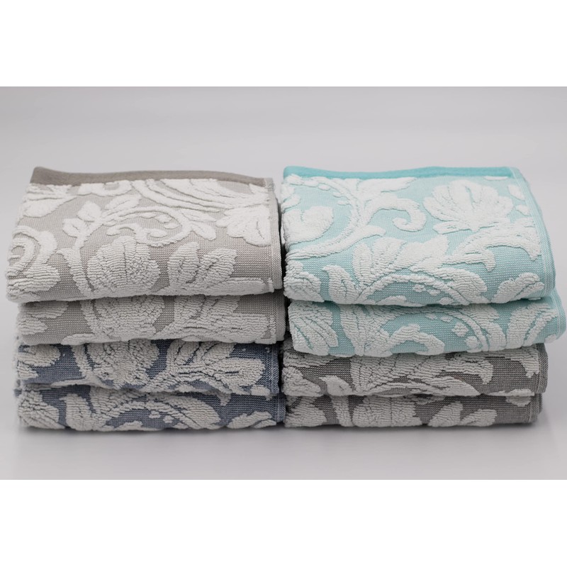 Lex's Linens Pack of 2 Jacquard Floral Guest Towels (Grey)