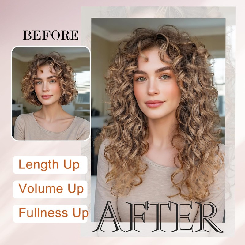 Bouncy Curly Hair Extensions, 4PCS Synthetic Clip in Hair Extensions