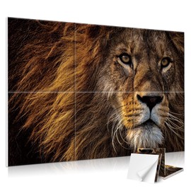 JBER 6 Pack Art Acoustic Panels, 72×48 Inches Soundproof Wall Panels, Large Self-Adhesive Wall Panels, Decorative Sound Absorbing Panels, Sound Panels for Recording Studio, Living Room (Lion)