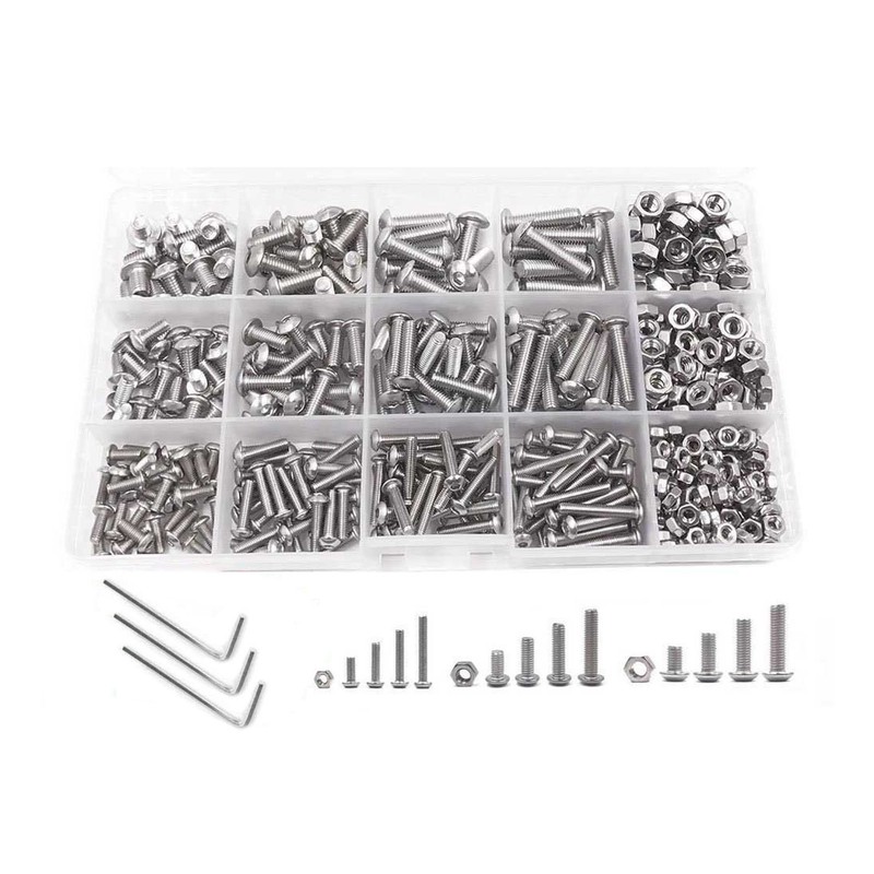 500PCS Pan Head Hex Socket Screws Stainless Steel Screw Nut