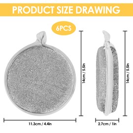 Double Layer Wire Dish Cloths Pack of 6, Scratch-Resistant Multi-Purpose Tea Towel for Wet and Dry, Steel Wire Cleaning Cloths, Steel Sponge, Steel Sponge