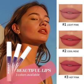Shengqialun Lip Stain Peel Off, 3 Colors Lip Tint Peel Off, Matte Peel Off Lip Stain, Non-Stick Cup Tattoo Color Lip Gloss Set, Waterproof Long Lasting Lip Makeup for Women Girls