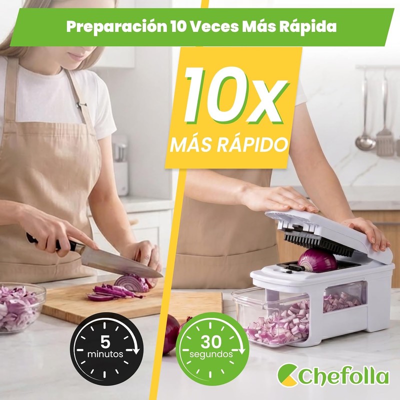 CHEFOLLA Cortador de Verduras Multifunción 5 en 1 de Gran
