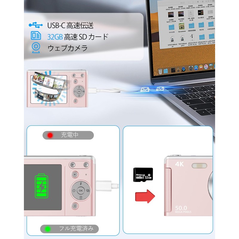 Digital Camera (UHD 4K Video Recording, Upgraded True 50 MP