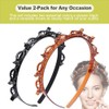 2 Pack Double Layer Headband with Mini Clips for Women