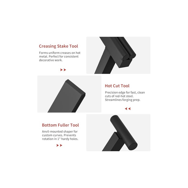5PCS 1Inch Blacksmith Anvil Hardy Tool Set for Forging