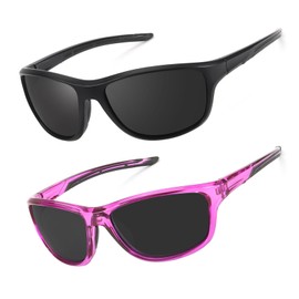 SIPHEW Pack of 2 Sports Glasses Women's Sunglasses Polarised Cycling Glasses UV400 Protection Running Glasses Sunglasses for Road Bike Cycling Running Bicycle