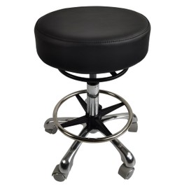 LINCHARM.COM Heavy Duty Rolling Stool Adjustable Height with Wheels 500lb Capacity，Swivel Tall Stool with Big Thick Cushion,for lab Doctor Massage Medical Ergornomic Aluminium Base (Black)