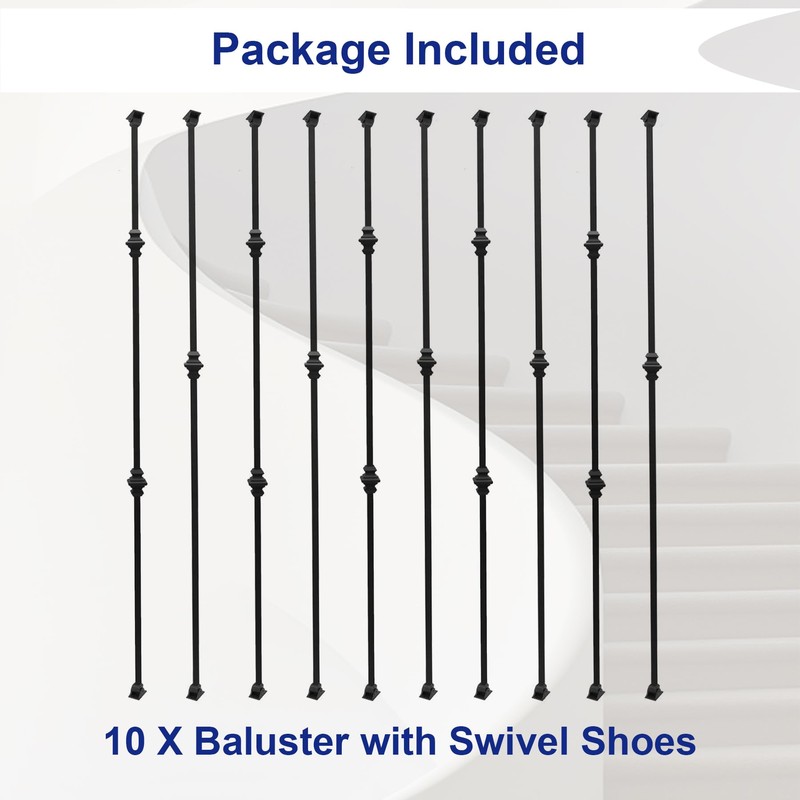 Sidasu 10 Pack Iron Balusters Hollow Double Knuckle Stair Spindles
